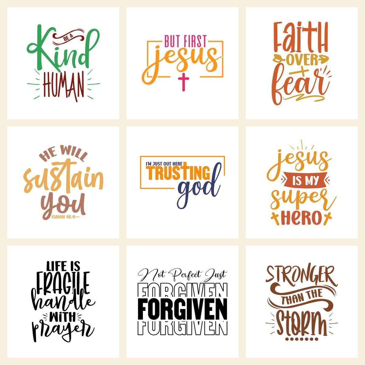 Christian SVG Clipart Bundle – Bible, Jesus, Faith Printable Art – Digital Download for Stickers, Planners, Sublimation, T-Shirts, Crafts